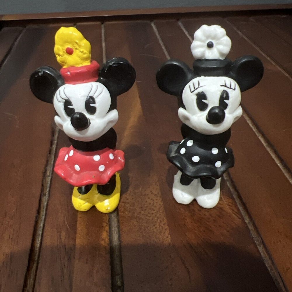 DISNEY MINNIE MOUSE‎ (2) APPLAUSE 2" PVC FIGURE CAKE TOPPER Set Vintage